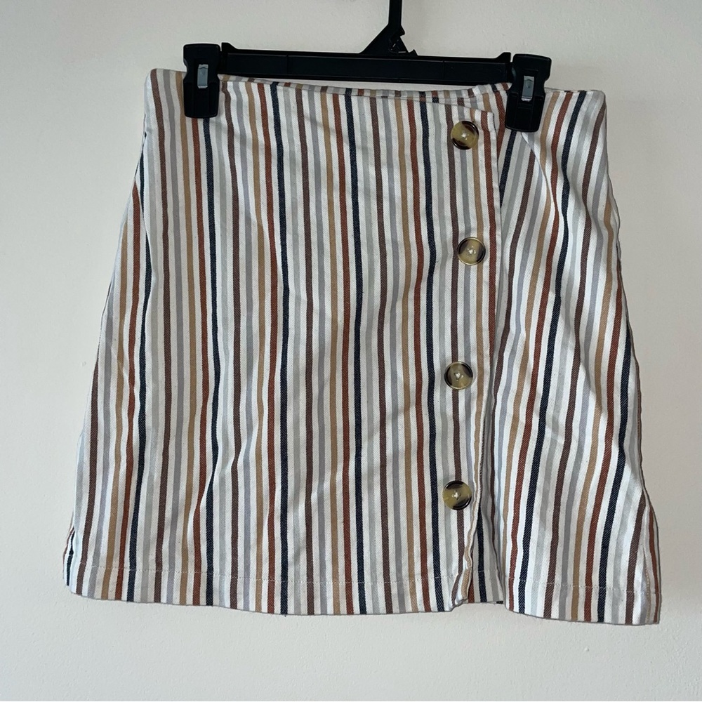 Altar'd State Multi-Stripe Coastal Button Skirt